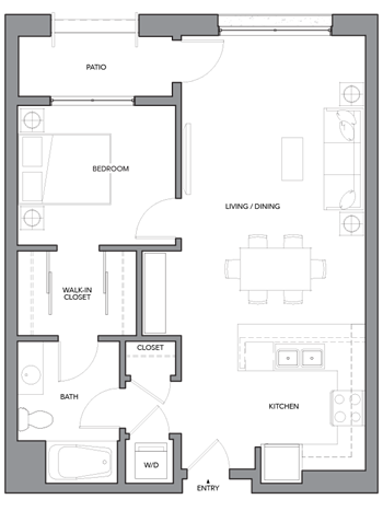 1K floor plan